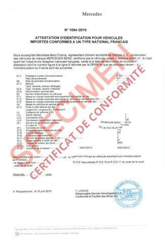 le certificat conformité européen ou COC est un document exigé pour l’immatriculation de la voiture en Préfecture