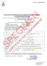 Certificat de Conformité Mitsubishi