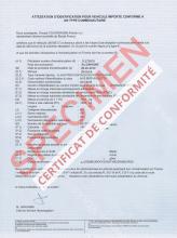 Certificat de conformité Skoda 
