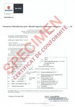 Certificat de Conformité Suzuki