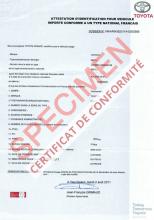 Certificat de conformité Toyota 