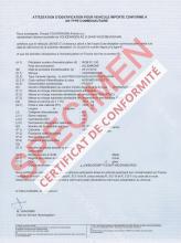 Certificat de Conformité Volkswagen 